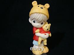 T Precious Moments-disney-boy/girl Withwinnie The Pooh Doll/ears/hat-rare Set Of 2