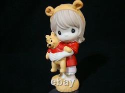 T Precious Moments-disney-boy/girl Withwinnie The Pooh Doll/ears/hat-rare Set Of 2