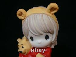 T Precious Moments-disney-boy/girl Withwinnie The Pooh Doll/ears/hat-rare Set Of 2