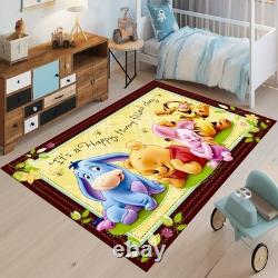 Tapis en coton Winnie l'ourson pour enfants, tapis de nursery, taille personnalisée