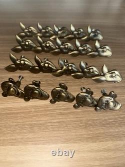 Tirettes en laiton vintage Disney Tigger et Porcinet lot neuf avec étiquettes