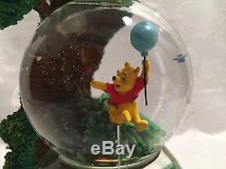 Très Rare! Winnie L'ourson Et Ses Amis Double Musical Snowglobe Tree Disney Htf