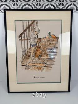Trois classiques d'art vintage encadrés de Walt Disney 26 X 20 Winnie l'ourson