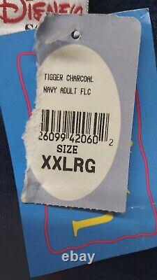 VTG Disney Store Pull à col ras du cou Winnie l'ourson bleu marine avec Tigrou XXL neuf avec étiquette