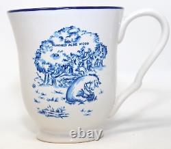 Vaisselle de dîner en toile bleue VTG Disney Winnie l'ourson 4 tasses en grès avec poignée