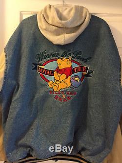 Veste Boutonnée En Jean Unisexe Vintage Winnie L'ourson Disney Des Années 90 - Capuchon Amovible