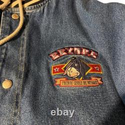 Veste Varsity en Denim à Capuche Eeyore Disney Vintage Années 90 Homme Grande Brodée