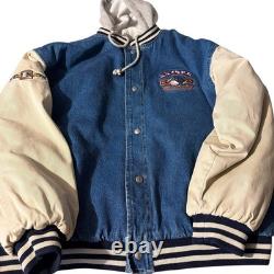 Veste Varsity en Denim à Capuche Eeyore Disney Vintage Années 90 Homme Grande Brodée