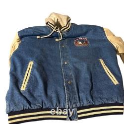 Veste Varsity en Denim à Capuche Eeyore Disney Vintage Années 90 Homme Grande Brodée