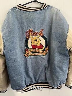 Veste bombardier universitaire Winnie l'ourson Disney VTG XL en détresse XXX l'a portée