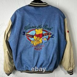 Veste bomber varsity en denim Winnie l’Ourson Disney vintage des années 90