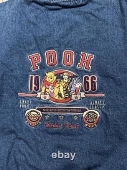 Veste varsity en denim vintage des années 90 Disney Winnie l'Ourson