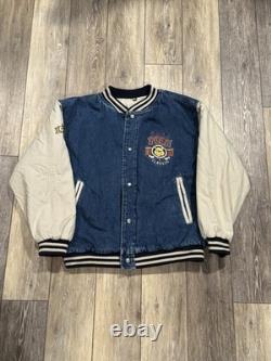 Veste varsity en denim vintage des années 90 Disney Winnie l'Ourson