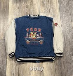 Veste varsity en denim vintage des années 90 Disney Winnie l'Ourson