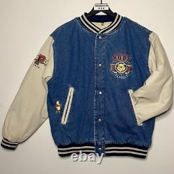 Veste varsity vintage Winnie l'Ourson bomber en denim Disney crew loyal et rare