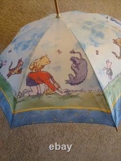 Vintage 1992 Disney Winnie l'Ourson Parapluie Manche en Bois Tigrou Porcinet Robin