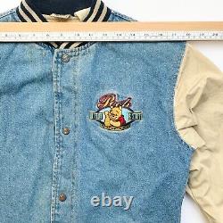 Vintage 90s Disney Denim Winnie Le Pooh Silly Old Bear Cotton Bomber Veste M
