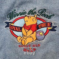Vintage 90s Disney Denim Winnie Le Pooh Silly Old Bear Cotton Bomber Veste M