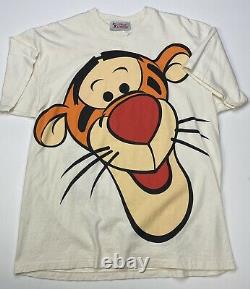 Vintage Années 90 Disney All Over Print Shirt Tigger Winnie The Pooh Aladdin Rare Vtg