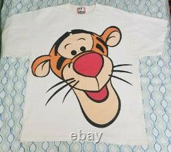Vintage Années 90 Disney Tigger Big Face T Shirt All Over Print Winnie The Pooh XL