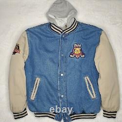 Vintage Disney Catalog Exclusive Winnie The Pooh Denim Varsity Jacket Medium