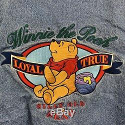 Vintage Disney Store Winnie L'ourson Varsity Jacket Bomber Denim No Hood Small