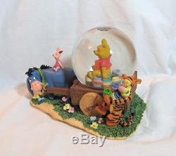 Vintage Disney Winnie Le Pooh Eeyore Wagon Musique Snow Globe Menthe Ultra-rare