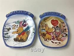 Vintage Ensemble Complet De Disney Pooh Calendrier Perpétuel En Bois. Plaques, Chiffres