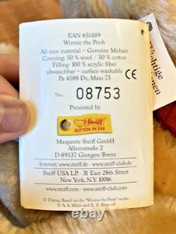 Vintage Nwt 1999 Steiff Winnie The Pooh Mohair Peluche Articulée 651489 Le #8753 (g)