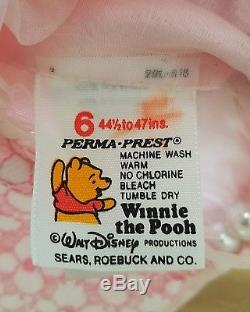 Vintage Perma-prest Winnie L'ourson Sears Roebuck Filles Robe Rose Dentelle Ruches