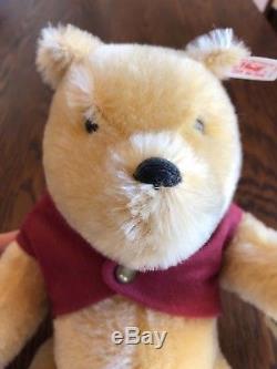 Vintage Steiff Collectible Classique Winnie L'ourson Bear Withoriginal Stand Retired