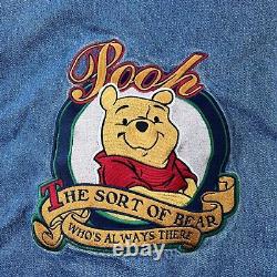 Vintage Winnie La Veste Pooh Hommes M Denim Disney Store Varsity Bomber Coat 90s