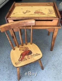 Vtg, Ensemble De Bureau Et Chaises Pour Enfants Winnie The Pooh & Friends, Unique Et Rare