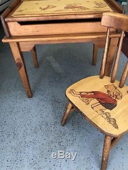 Vtg, Ensemble De Bureau Et Chaises Pour Enfants Winnie The Pooh & Friends, Unique Et Rare