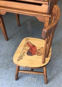 Vtg, Ensemble De Bureau Et Chaises Pour Enfants Winnie The Pooh & Friends, Unique Et Rare