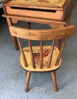 Vtg, Ensemble De Bureau Et Chaises Pour Enfants Winnie The Pooh & Friends, Unique Et Rare