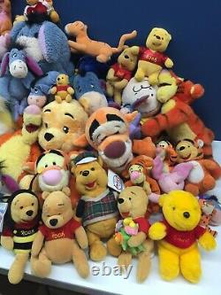 Vtg & Modern Lot 62 Disney Winnie Le Pooh Plush Eeyore Tigger Lapin Piglet