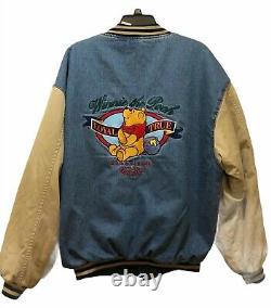 Vtg Winnie The Pooh Disney Store Denim Quilted Varsity Jean Jacket Taille XXL