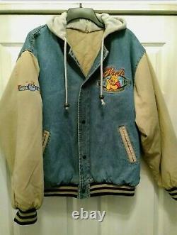 Vtg Winnie The Pooh Disney Store Denim Quilted Varsity Jean Veste Hotte XL 2x 1x