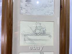 'WINNIE L'OURSON Sketch Art Signé EHS Ernest Howard Shepard Encadré en Bois 16x12'