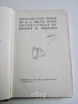 Winnie L'ourson Par A. A. Milne Première Édition 1er / 1er 1926 Signé Rare