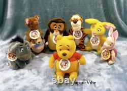 Winnie Le Pooh 7x Peluches Vintage 80' Soleil Et Star Japan Peluche Ensemble Complet Rare
