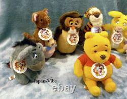 Winnie Le Pooh 7x Peluches Vintage 80' Soleil Et Star Japan Peluche Ensemble Complet Rare
