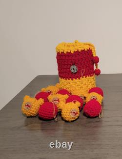 Winnie Le Pooh Dans Le Pot Rouge Ensemble Crochet Fait Main Ornements Fabriqués Aux États-unis