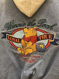 Winnie Le Pooh Vtg Disney Denim Veste Varsity À Capuche, Petite Petite, Orée Une Fois