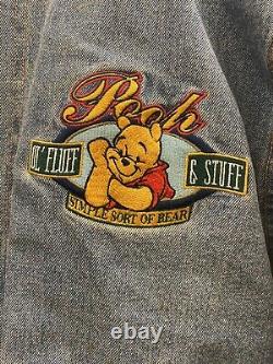 Winnie Le Pooh Vtg Disney Denim Veste Varsity À Capuche, Petite Petite, Orée Une Fois