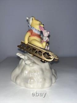 Winnie Pooh Figurine Lenox Porcelaine Disney Vtg Piglet Music Box Works Rare