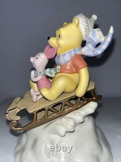 Winnie Pooh Figurine Lenox Porcelaine Disney Vtg Piglet Music Box Works Rare