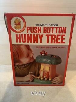 Winnie The Pooh Push-button Hunny Tree Vintage Très Rare Début Des Années 70 Nouveau Récipient