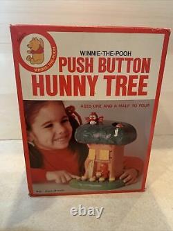 Winnie The Pooh Push-button Hunny Tree Vintage Très Rare Début Des Années 70 Nouveau Récipient